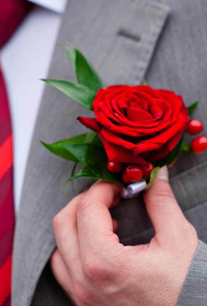 Boutonniere Red Rose