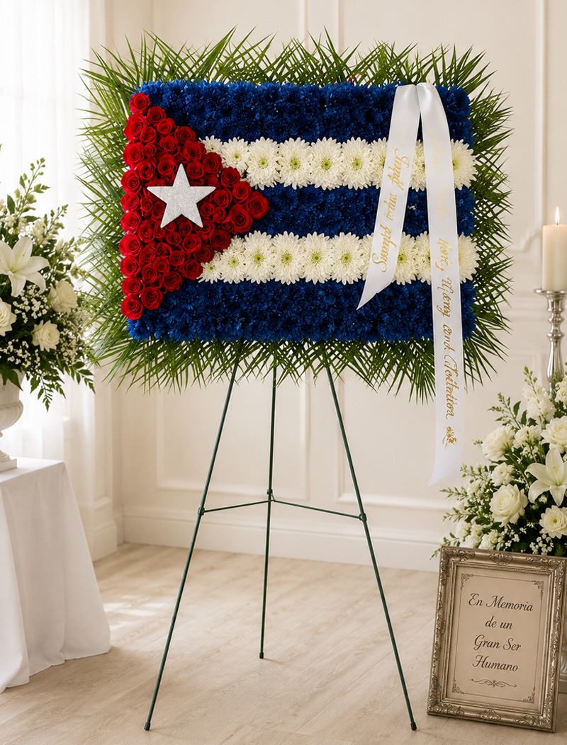 cuban flag funeral flower