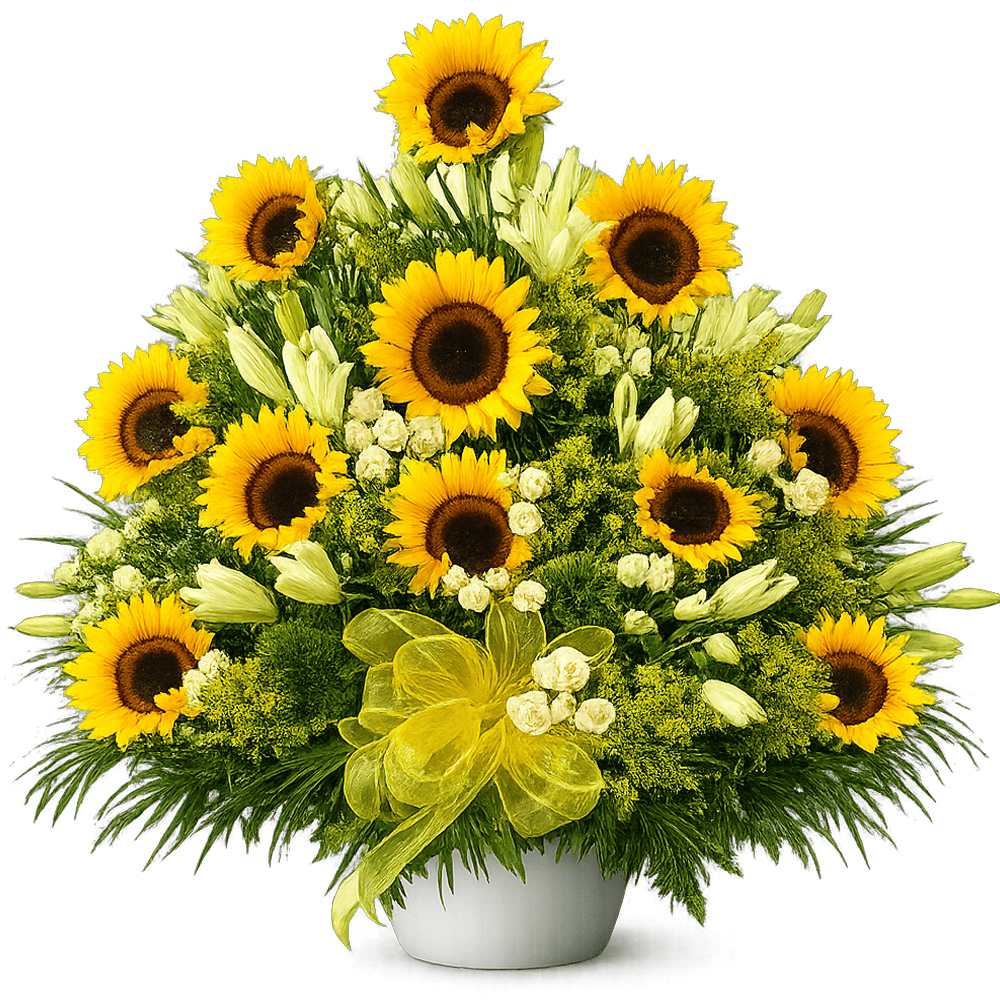 sunflower basket funeral flowers hialeah