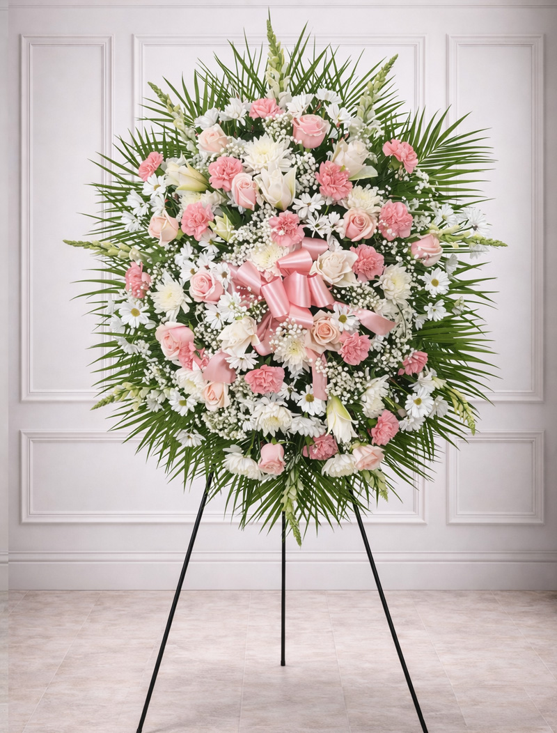 Funeral standing sprays. "Jardín de Ángeles".