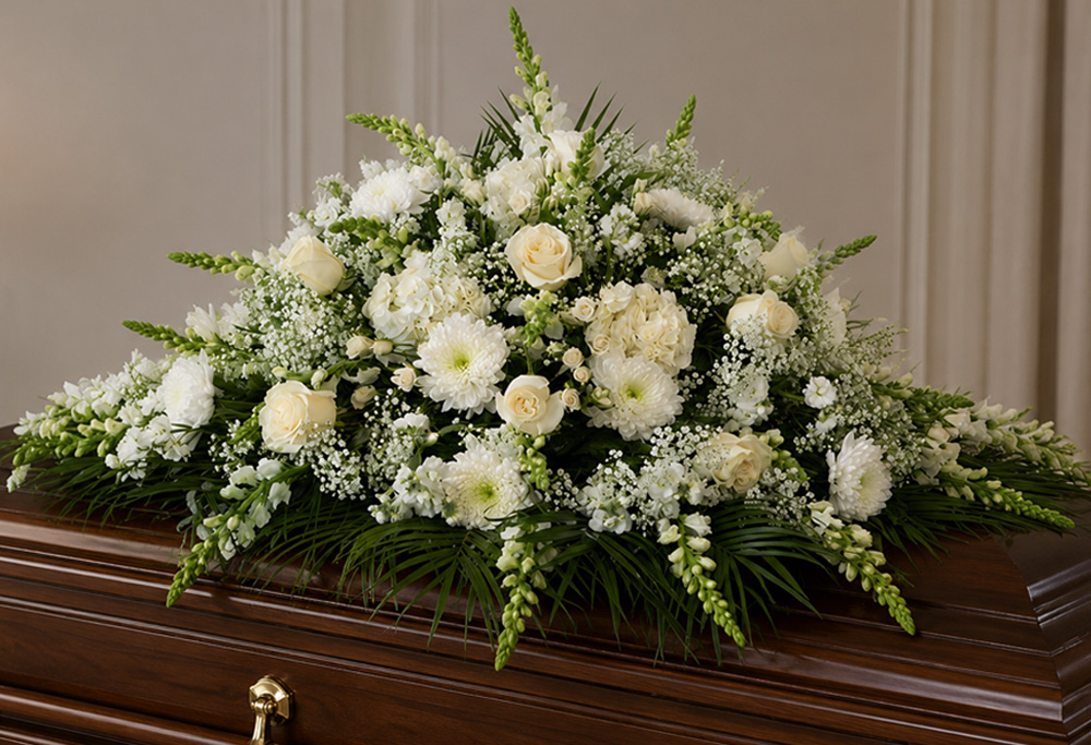 Casket Sprays & Flowers (White, Red, Blue, Pink, Yellow, Mixed Colors)