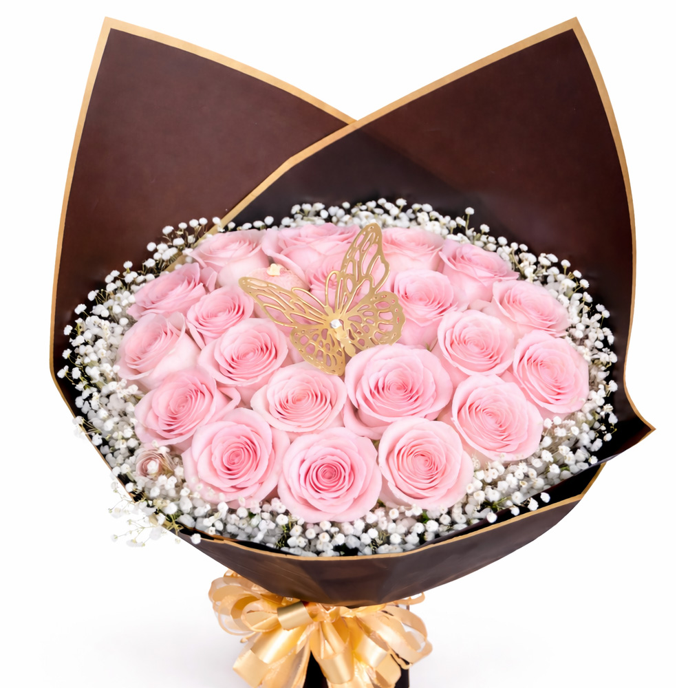 buchón 25 pink roses flowers shop hialeah