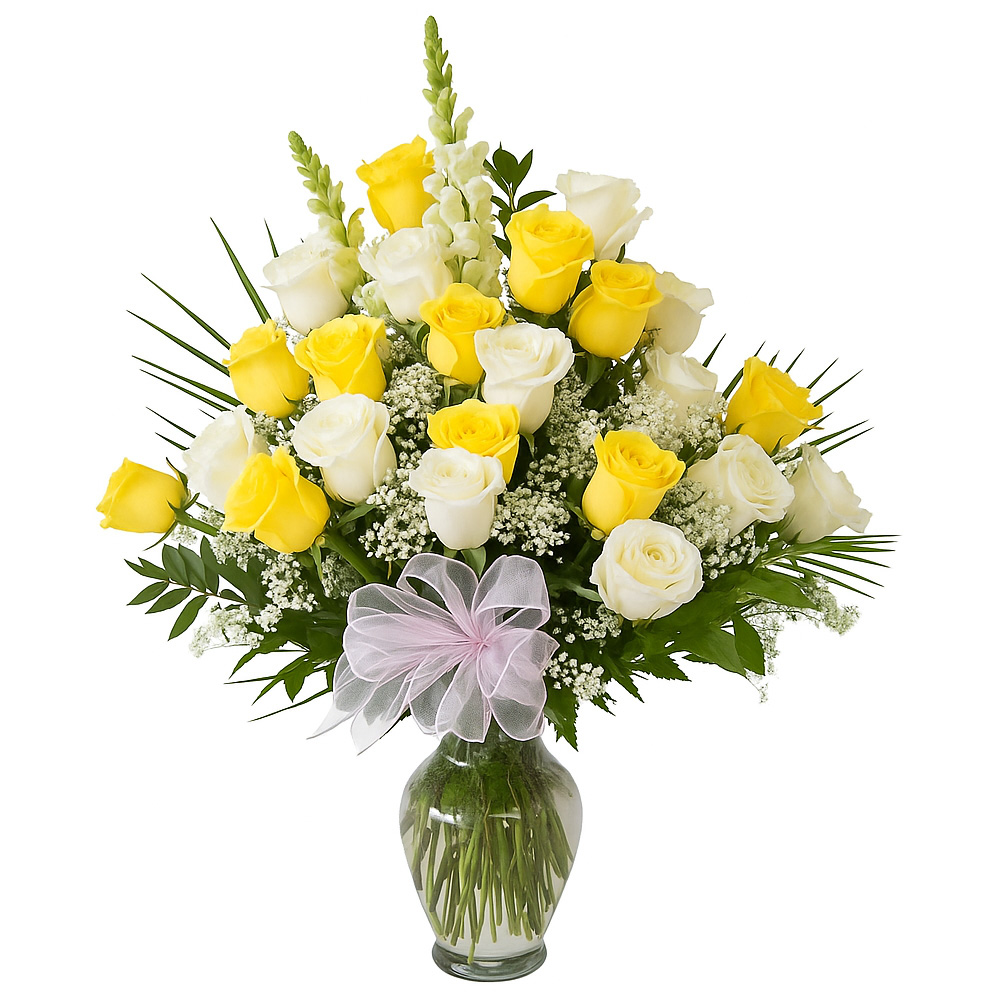 Julieth Mix White and Yellow Roses