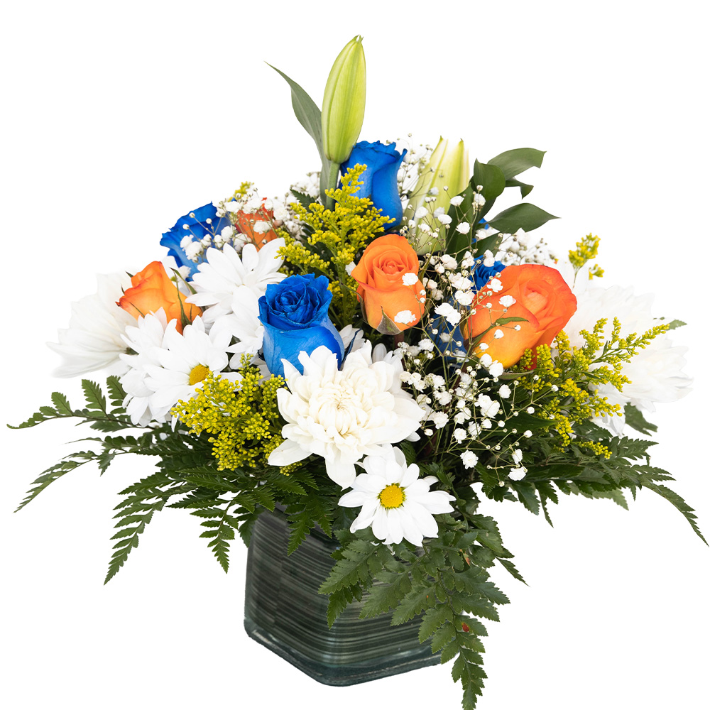 Sapphire Blue and Orange Flowers