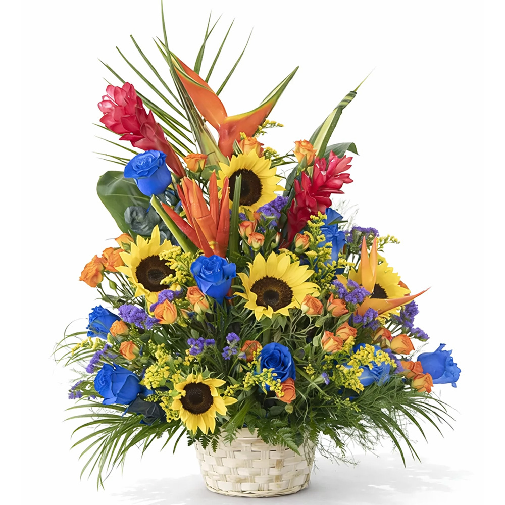 tropical flowers blue