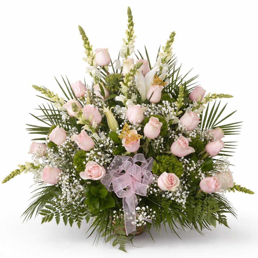 cesta 25 pink flowers