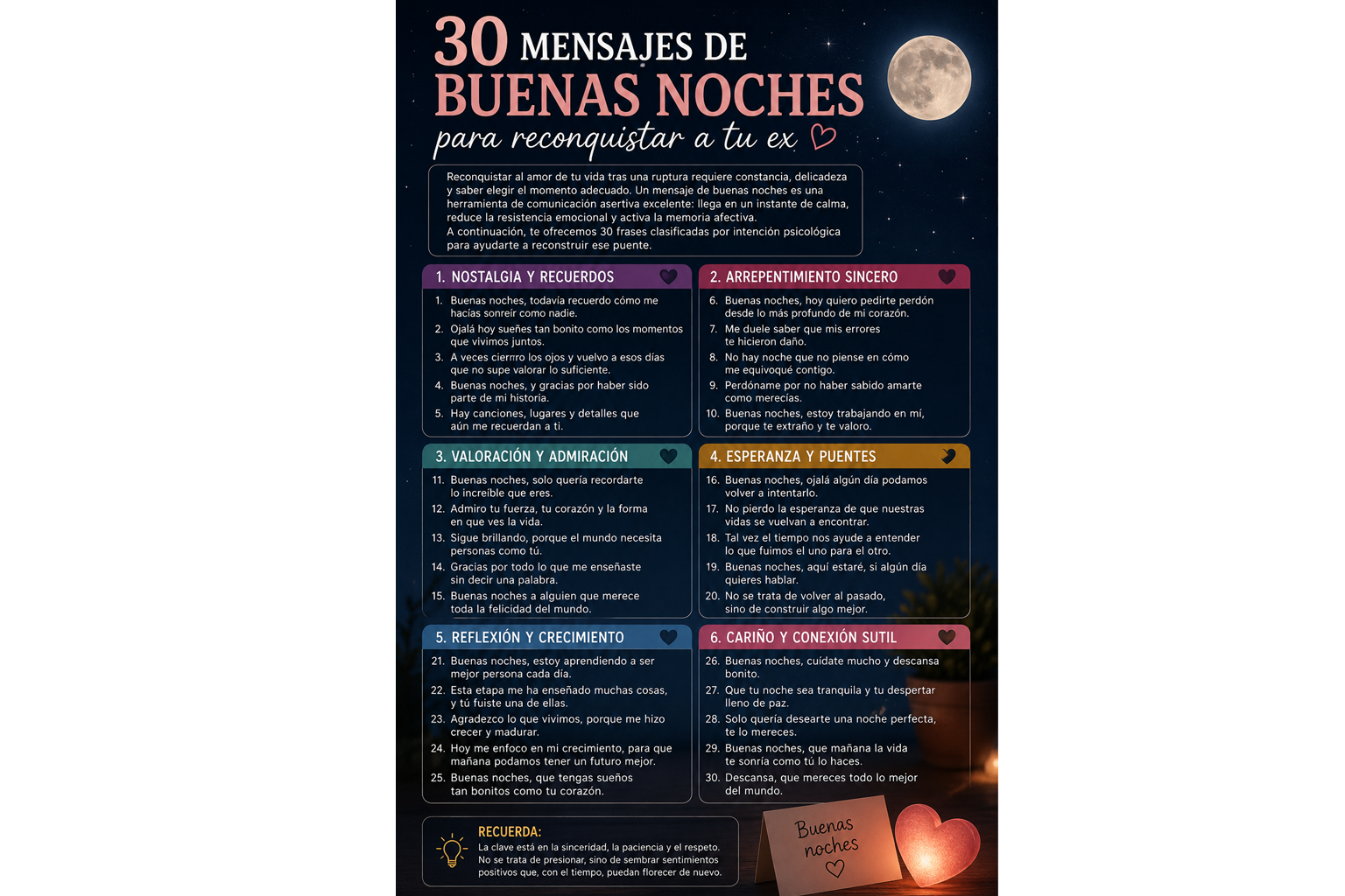 30 Mensajes de Buenas Noches