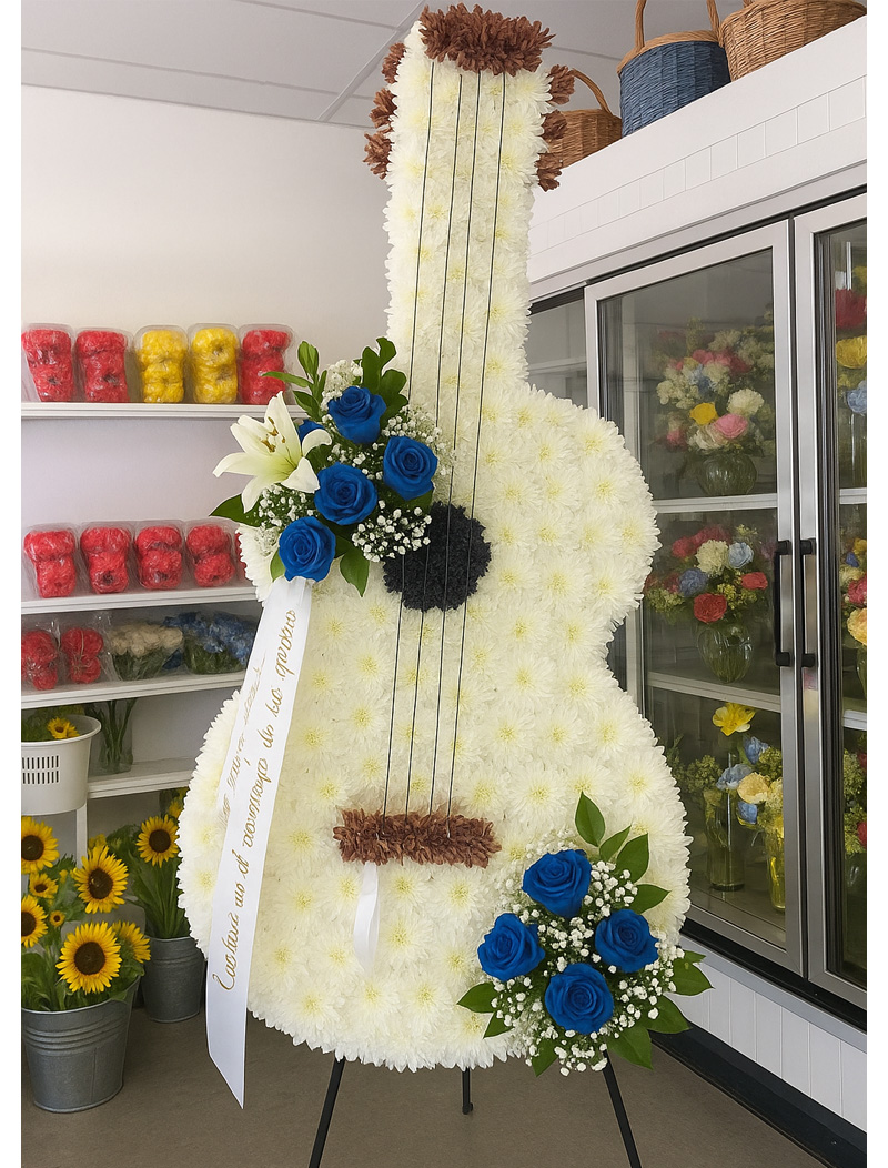 Guitar blue Flower Arrangement for Funeral