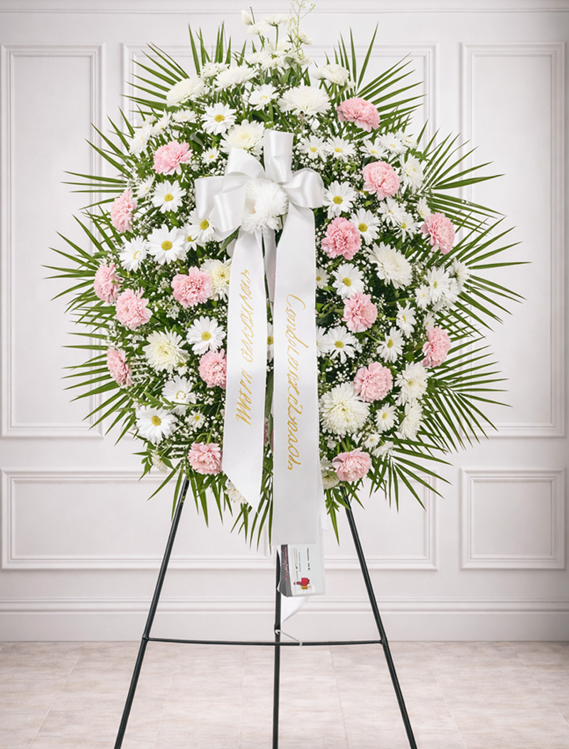 Funeral Spray White - Pink