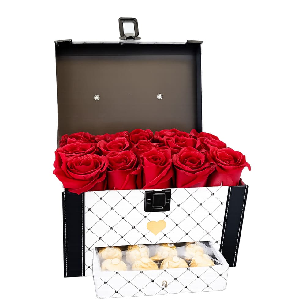 red roses box