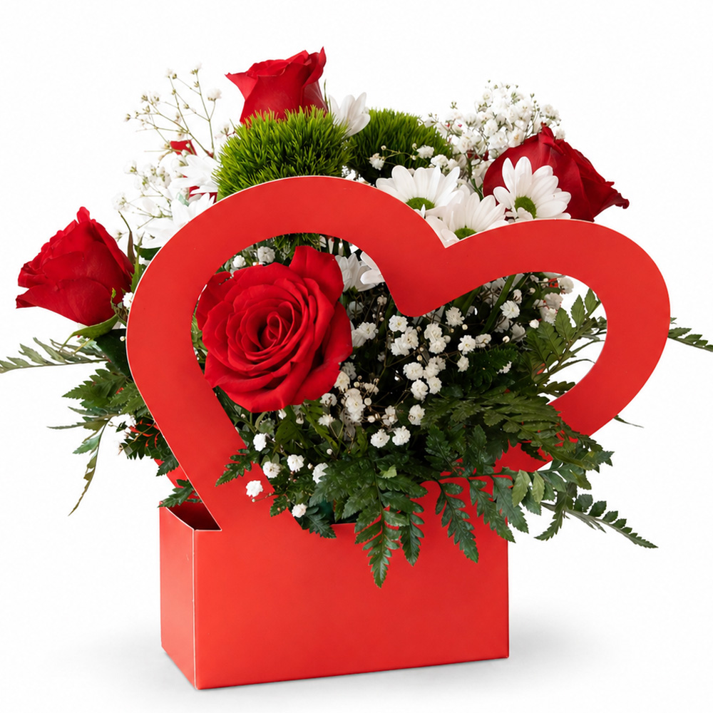 Love Heart Red. Flowers Red