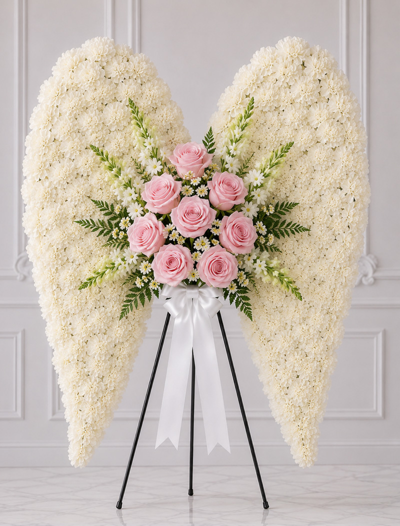 “Angel Wings” Funeral Flowers Hialeah