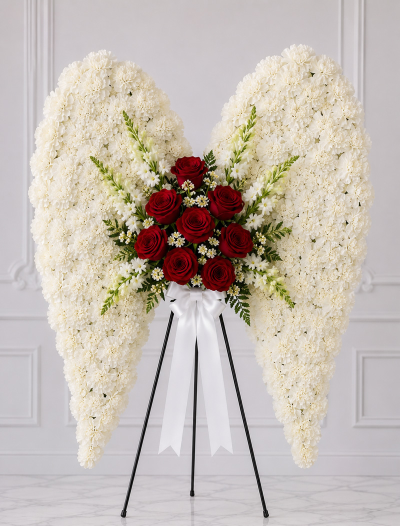 "Angel Wings" Funeral Flowers Hialeah